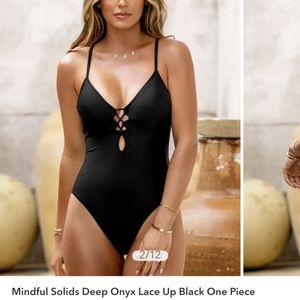 Mindful solids deep onyx one piece swimsuit-JoJo Fletcher